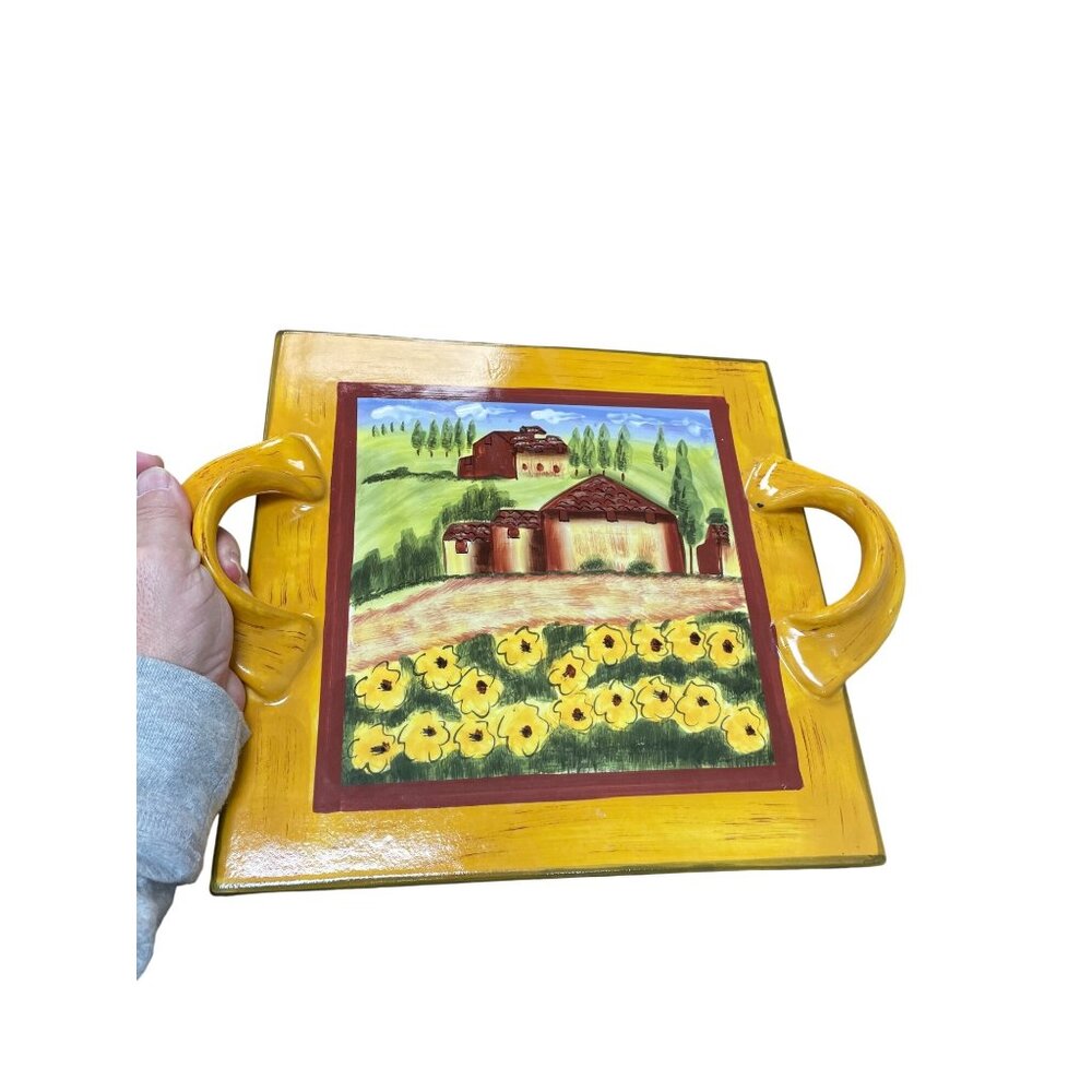 Romancing Provence Tuscan Country handpainted ceramic serve tray SKU 9622 - Picture 1 of 11